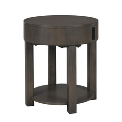 Jonata 20"W Light Brown MDF End Table with USB Ports