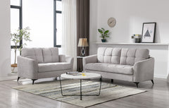 Carlotta Light Gray Woven Fabric Sofa Loveseat Living Room Set