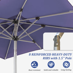 Rectangle Patio Umbrella with Crank Lift and Tilt Function, Navy Blue (Base not included)