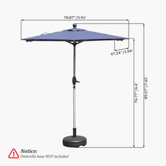 Rectangle Patio Umbrella with Crank Lift and Tilt Function, Navy Blue (Base not included)