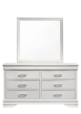 Modern 6 Drawer Dresser made with Wood in White(Includes Dresser only-Mirror not included)