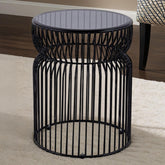 ET901 Modern Contemporary Metal Nested base and Tinted tempered glass top material 21" Height End Table, Side Table for Living room, Black