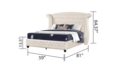 SOPHIA Crystal Tufted Full Bed Made with Wood in Cream(NJ INVENTORY)