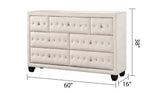 SOPHIA Crystal Tufted Full 4 Pc Bed Made with Wood in Cream(NJ INVENTORY)