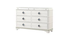 Laguna Modern Style 6- Drawer Dresser Made with Wood, Hidden Jewelry Drawer and Crystal Accents in White (INCLUDES DRESSER ONLY) same as B009P270823 (CA inventory)
