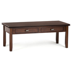 Artisan 46 inch Wide Solid Wood Coffee Table in Russet Brown