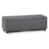 Avalon 48 inch Wide Storage Ottoman Bench in Stone Grey Vegan Leather