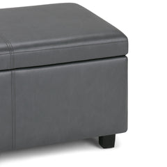 Avalon 48 inch Wide Storage Ottoman Bench in Stone Grey Vegan Leather