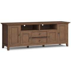 Amherst 72 inch Wide Solid Wood TV Stand in Rustic Natural Aged Brown For TVs up to 80 inches