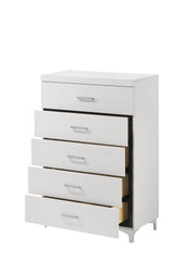 White 5-Drawer Chest with Metal Legs