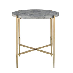 Grey and Champagne Round End Table