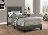 Charcoal Twin Bed with Nailhead Trim