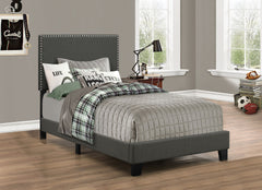 Charcoal Twin Bed with Nailhead Trim