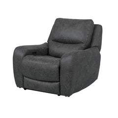 Contemporary Style Power Recliner Oversized Seat Track Arms Corner Blocked Hardwood frame High Density Foam Dark Gray Finish