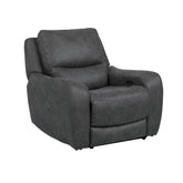 Contemporary Style Power Recliner Oversized Seat Track Arms Corner Blocked Hardwood frame High Density Foam Dark Gray Finish