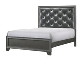 1pc King Size Panel Bed Dark Gray Shimmering Finishes Plush, Tufted Upholstery High Headboard