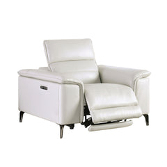 Light Taupe Finish Contemporary Style Power Recliner Pillow Top Arms Metal Legs Extendable Footrest And Headrest Hardwood Frame Primary Living Room