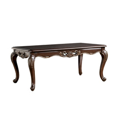 Coffee Table Traditional Style With Curved Legs Carved Design Solid Wood Structure Java Finish