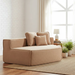 Brown Teddy Fleece Single Sofa Chair, Compressed Modular Floor Couch with Wide Seat and Three Back Cushions, Soft All-Foam Support, Cozy Lounge Chair for Living Room, Dorm, Kids & Pets-33017-R