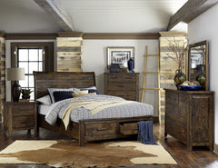 Classic Burnished Brown Dresser 1pc Solid Rubberwood 7 Drawers Transitional Design Bedroom Furniture Rustic Look