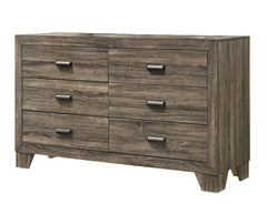 1pc Contemporary 6-Drawer Storage Dresser Metal Hardware Rustic Gray Rustic Finish Wooden Bedroom Furniture
