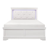 Traditional Design White Finish 1pc Queen Size Bed Button-Tufted Upholstered LED Headboard Faux Alligator Embossed Panels