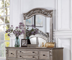 Antique Silver Wooden Dresser And Mirror Bedroom Formal Antique Round Knob And Hanging Pulls Drawers