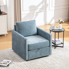 29.5''W Upholstered 360° Swivel Armchair with Hidden Storage, Comfy Diamond-Shape Tufted Armrests Accent Square Club Chair Single Sofa with Pillow for Living Room, Bedroom,Reading Nook,Corner, Blue
