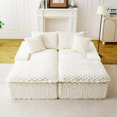 White Turtle Velvet Double Chaise Lounge, Multifunctional Lazy Sofa with Full Compressed Sponge, Capable of Side - by - Side or Face - to - Face Arrangement