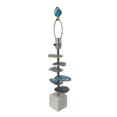 15x29.5" Blue and White Agate Slice Table Lamp with Marble Base