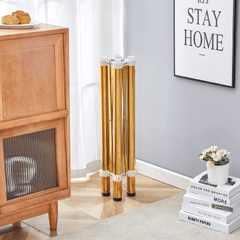 Only Table Leg.Simple Golden Stainless Steel Folding Table Frame - Multifunctional, Space-Saving.Folding Table Frame,Golden Stainless Steel Material,5.5*5.5*28.7~26.3*26.3*28.7 Inch.