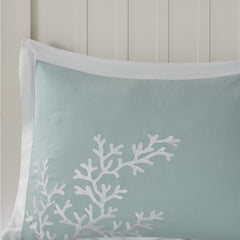 Oversized Cotton Jacquard Comforter Set Aqua Full