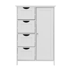 White Bathroom Storage Cabinet, Floor Cabinet with Adjustable Shelf and Drawers