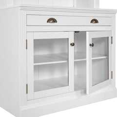 83.4"Tall Bookshelf Suite with LED Lighting, Modern Bookcases with Glass Doors and Drawers,2-Piece Set Storage Bookcase Suite with Open Shelves for Living Room,Home Office,White