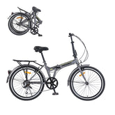 24 Inch Folding Bike for Adults with Fenders, Steel Frame Single Speed City Commuter, Dual V-Brake Portable Compact Bicycle for Men & Women
