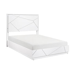 Glamorous White Finish California King Size LED Light Headboard Bedroom Furniture 1pc Geometric Design Accents