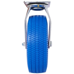 4PCS 10IN CASTER FLAT FREE WHELL(2PCS SWIVEL+2PCS RIGID), X-Large Flat Free Casters , Swivel Plate, Steel Hub with Ball Bearings, 5/8-Inch Bore Centered Axle -Blue