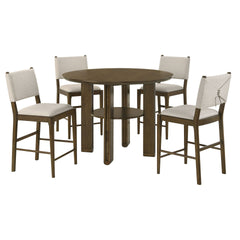 Crispin Brown 5-piece Round Counter Height Dining Room Set