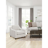 Mahaffey Beige Upholstered Sloped Track Arm Chair