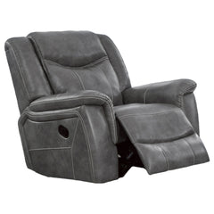 Encino Grey Upholstered Padded Arm Glider Recliner