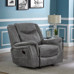 Encino Grey Upholstered Padded Arm Glider Recliner