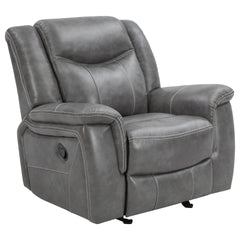 Encino Grey Upholstered Padded Arm Glider Recliner