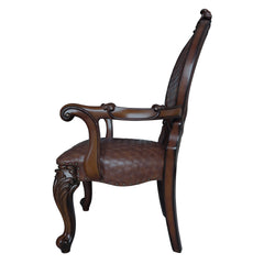 Brown and Cherry Arm Chair with Nailhead Trim (Set of 2)
