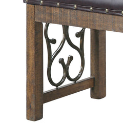 Black and Weathered Cherry Bench with Nailhead Trim
