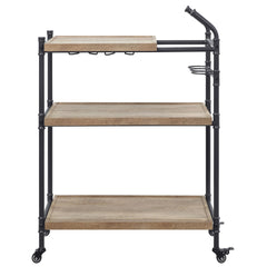 Oak and Sandy Black 2-Shelf Serving Cart
