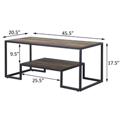 Rustic Oak and Black Coffee Table with Shelf