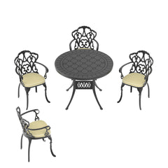 5-Piece Set Of Cast Aluminum Patio Furniture With Off-white Cushions (same as W1710S00550)
