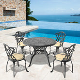 5-Piece Set Of Cast Aluminum Patio Furniture With Off-white Cushions (same as W1710S00548)