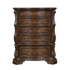 Formal Traditional Dark Brown Finish Luxury Storage Chest of 5x Drawers Gold Accent Detailing Bedroom Furniture 1pc Vertical Dresser