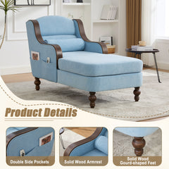UNITED WE WIN Oversized Chaise Lounge Indoor,Fabric Single Sofa Bed with Wide Seat,Upholstered Lazy Sleeper Armchair,Reading Couch Set for Living Room,Bedroom